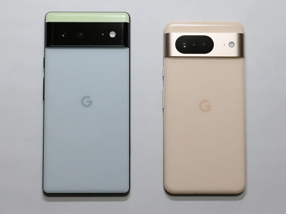 Teléfonos Android Google Pixel vistos por detrás