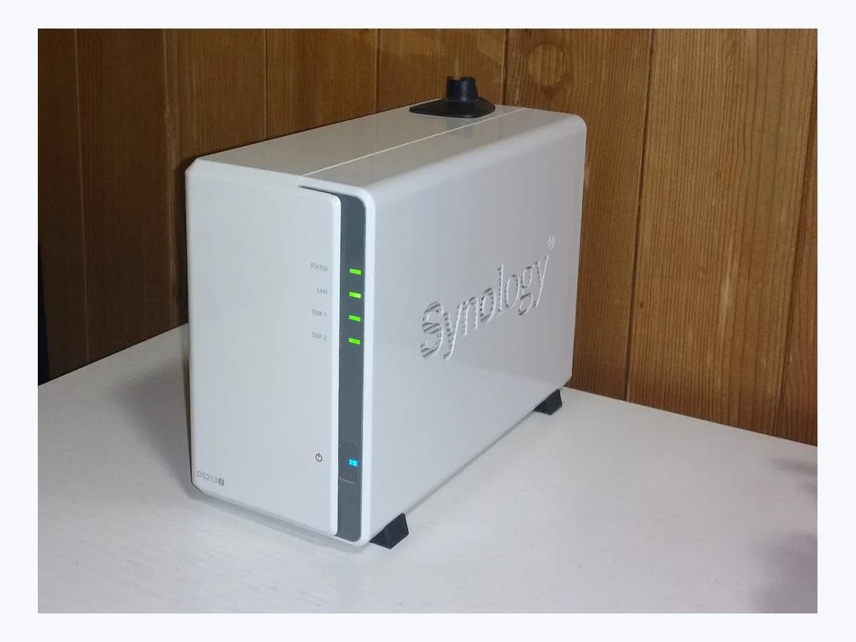 Synology DiskStation two-bay NAS with front status lights
